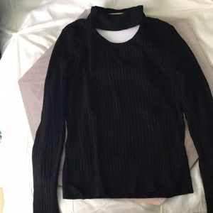 Express Keyhole Choker Black Longsleeve Sweater